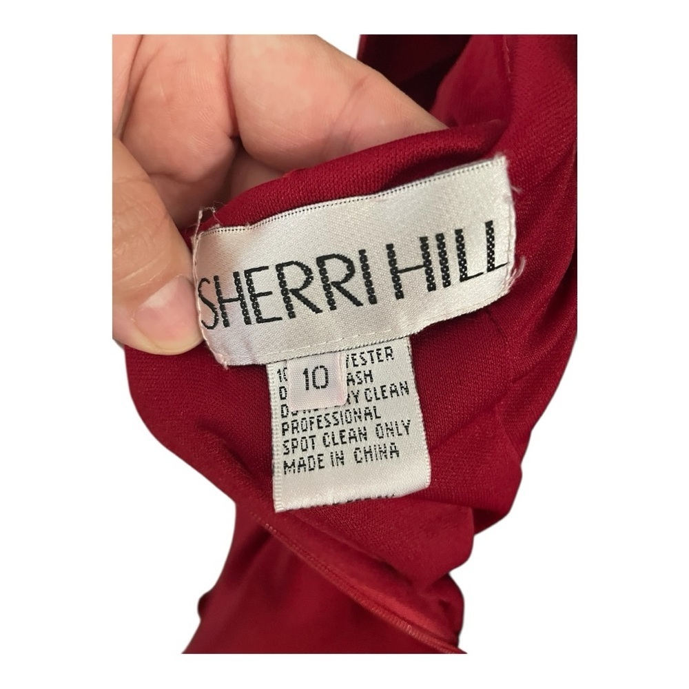 Sherri Hill women’s Red Mermaid is high neck long maxi dress Size 10 party - Picture 8 of 8